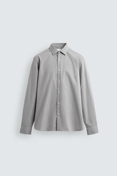SLIM FIT TEXTURED SHIRT - Grey by Zara