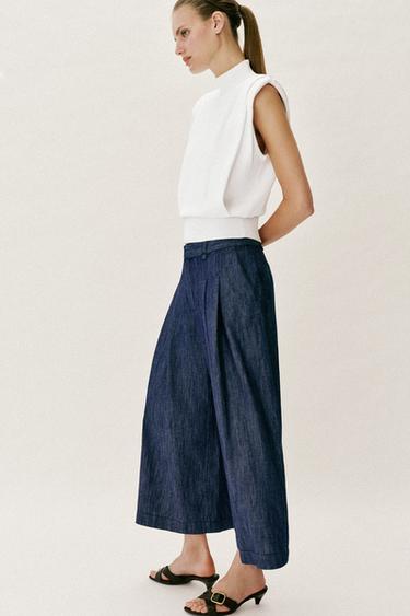 CULOTTES WITH DARTS - Blue by Zara - Image 4
