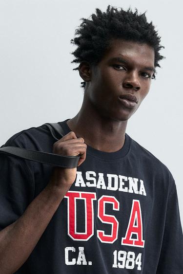 TEXT PATCH T-SHIRT - Navy blue by Zara