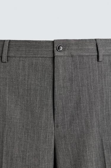 PANTALON DE COSTUME À RAYURES EN LAINE - Gris de Zara - Image 6