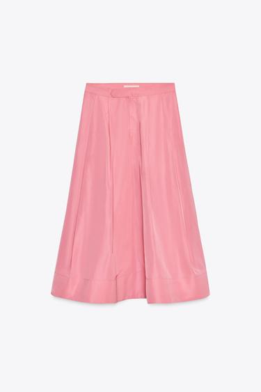 ROK MIDI ZW COLLECTION - Pink dari Zara