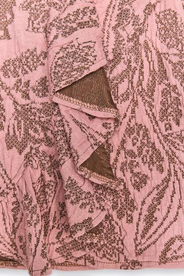 JUPE À VOLANT EN JACQUARD - Rose de Zara - Image 6