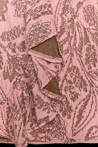 Zara JACQUARD RUFFLE SKIRT - Pink