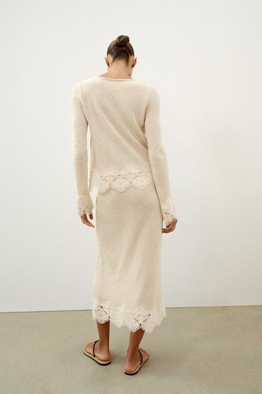 JUPE RUSTIQUE AU CROCHET - Sable de Zara - Image 5