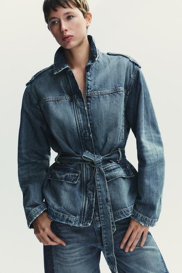 TRF LONG DENIM JACKET - Blue by Zara - Image 1
