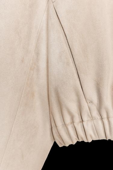 FAUX SUEDE BOMBER JACKET - Ecru by Zara