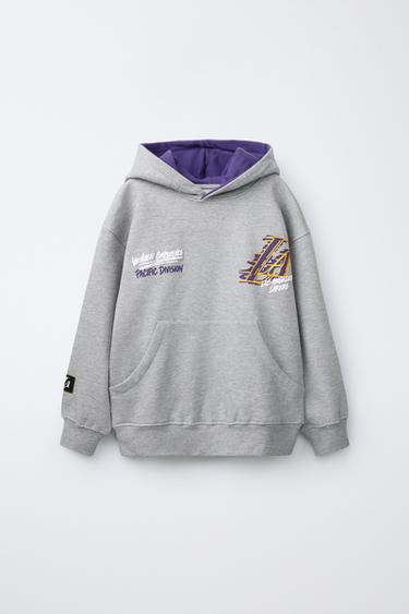 BLUZA Z KAPTUREM NBA - LOS ANGELES LAKERS - Szary melanż Zara