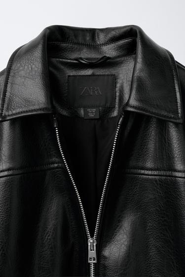 FAUX LEATHER BOMBER JACKET - Black by Zara - Image 6