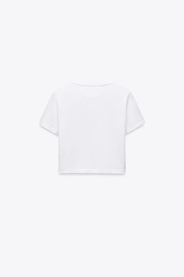 CROPPED STRETCH T-SHIRT - White by Zara - Image 4