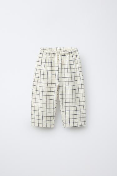 PRINTED CHECK TROUSERS - Ecru by Zara