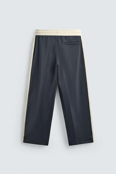 PANTALON DE JOGGING COUPE LARGE AVEC BANDES - Bleu de Zara - Image 7