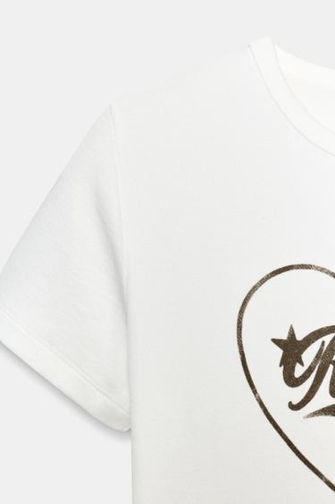 SHORT SLEEVE SLOGAN T-SHIRT - White by Zara - Image 4