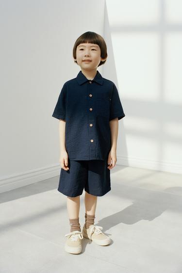 CAMISA SEERSUCKER - Marino de Zara
