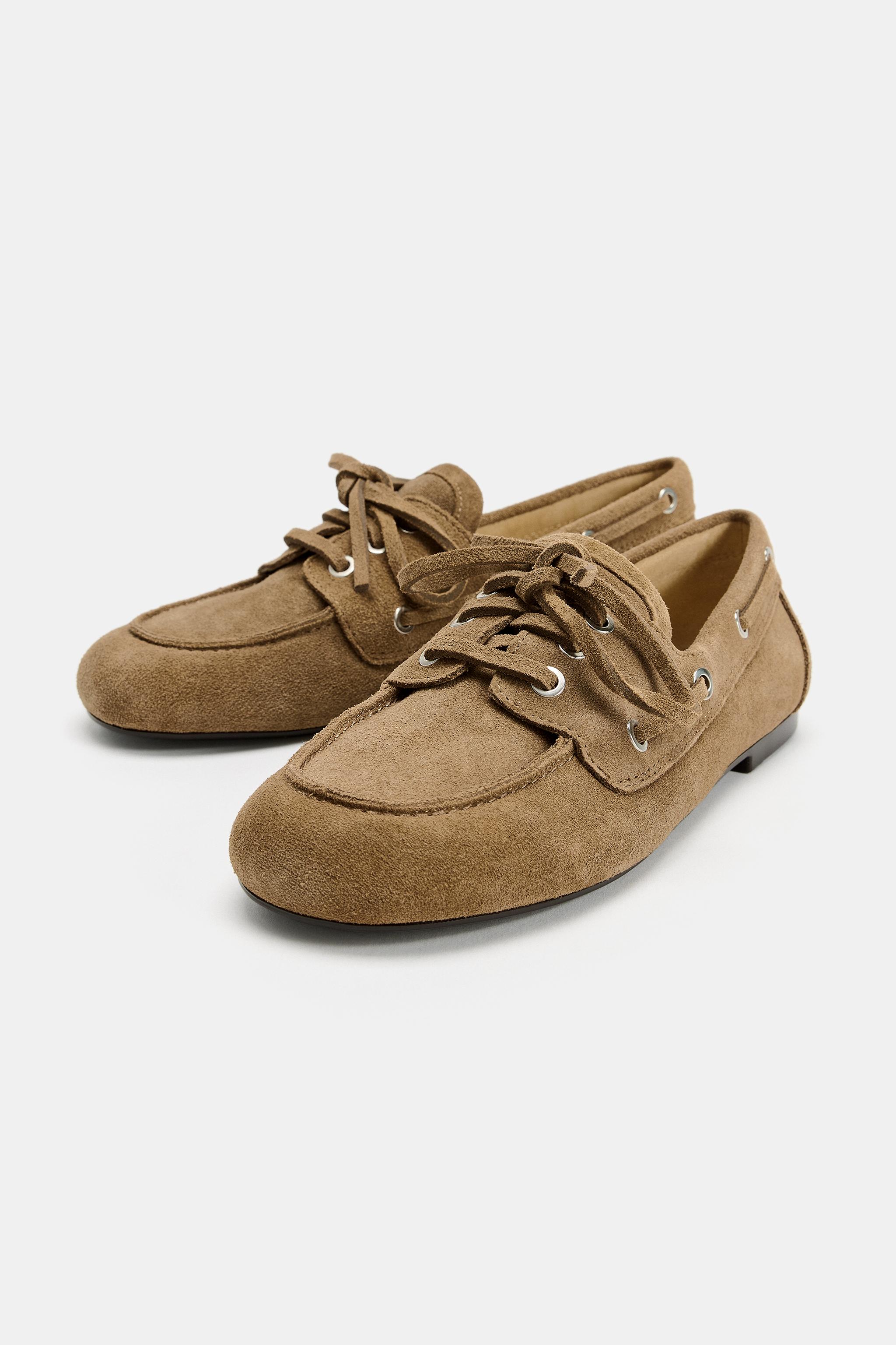 Женские туфли Zara SUEDE NAUTICAL LOAFERS — фото 3