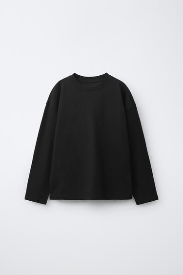 ОДНОТОННИЙ ЛОНГСЛІВ - Чорний Zara
