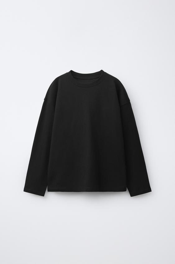 ОДНОТОННИЙ ЛОНГСЛІВ - Чорний Zara - Зображення 0