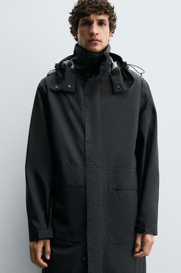 WATER-REPELLENT DETACHABLE TECHNICAL PARKA - Navy blue by Zara - Image 4
