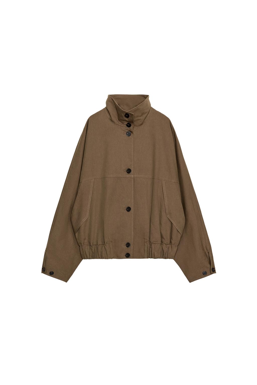 HIGH COLLAR JACKET WITH ELASTIC HEM - image 3