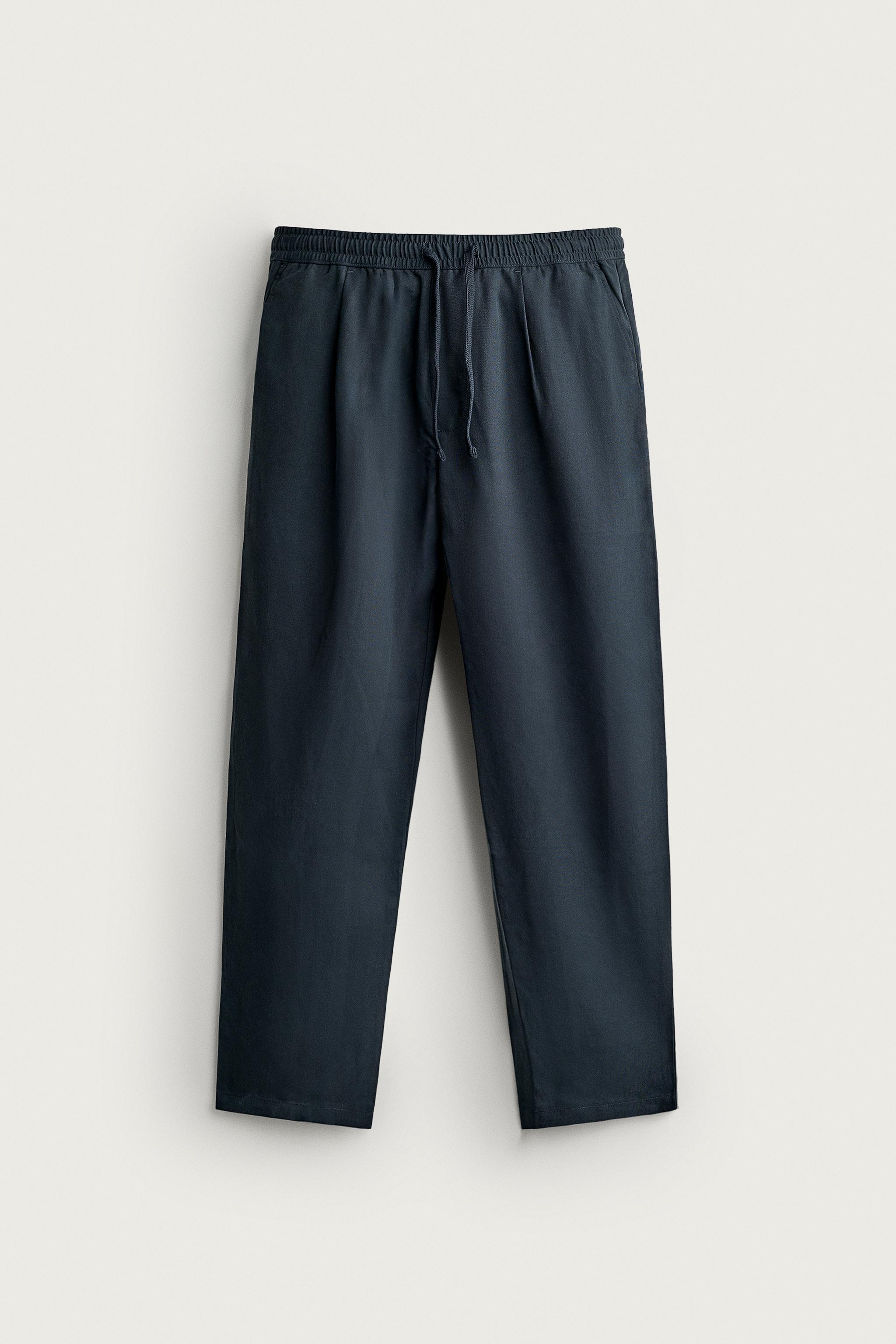 100% LYOCELL RELAXED FIT PANTS — Blue