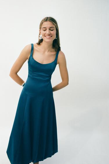 BALLOON MIDI DRESS - Duck green by Zara - Image 2