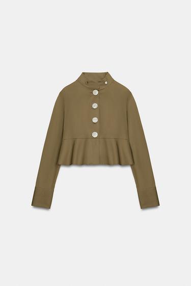 CHEMISE EN POPELINE À BOUTONS - Kaki foncé de Zara - Image 5