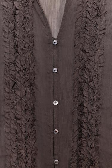 RUFFLED BLOUSE - Dark brown by Zara - Image 6