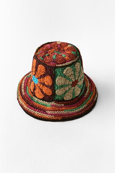 Zara FLORAL PRINT BUCKET HAT - Multicolored