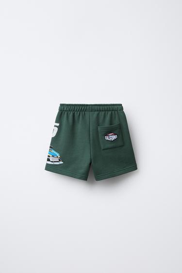Zara HOT WHEELS â„¢ MATTEL PLUSH SHORTS - Dark green