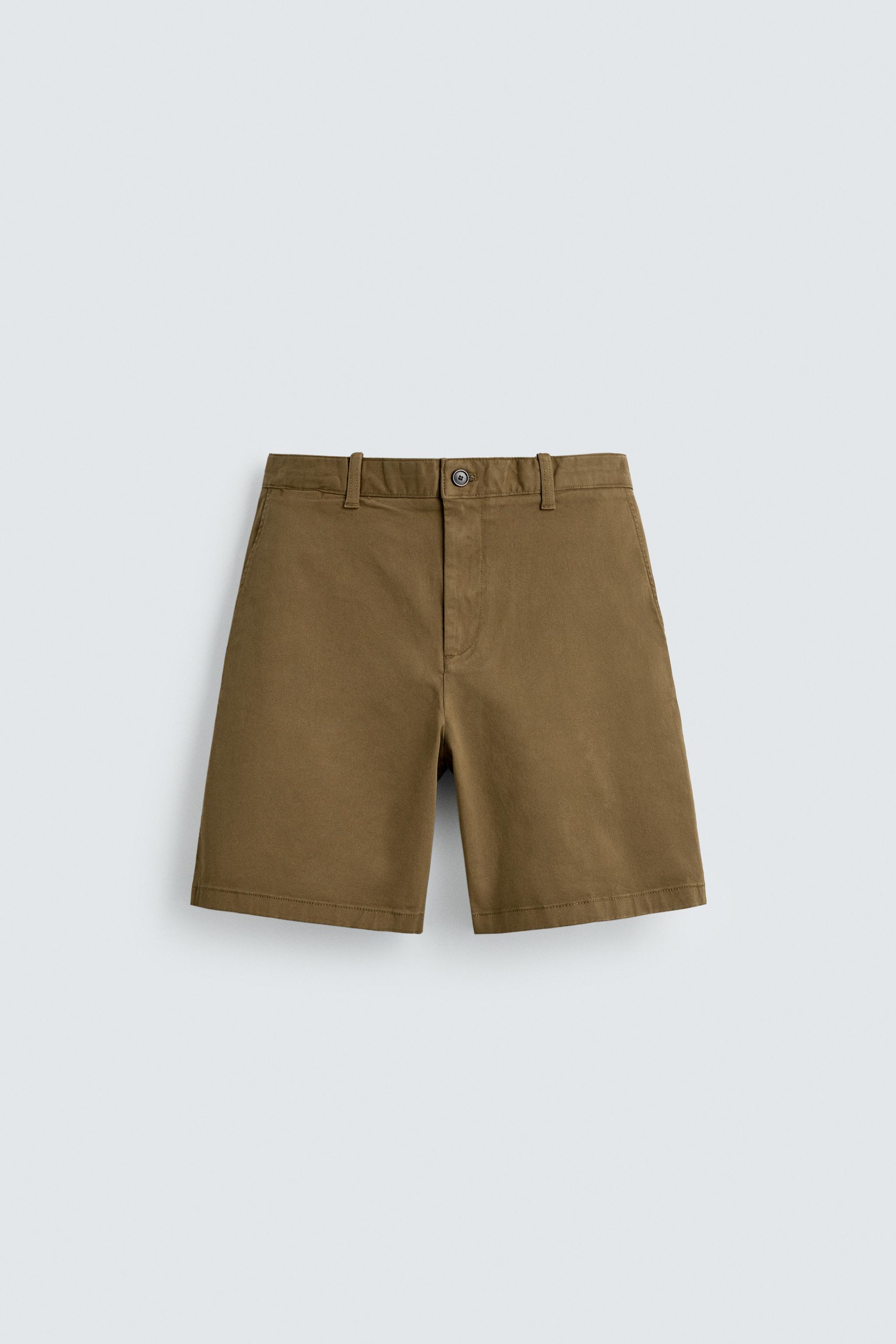 REGULAR FIT CHINO BERMUDA SHORTS — Ochre