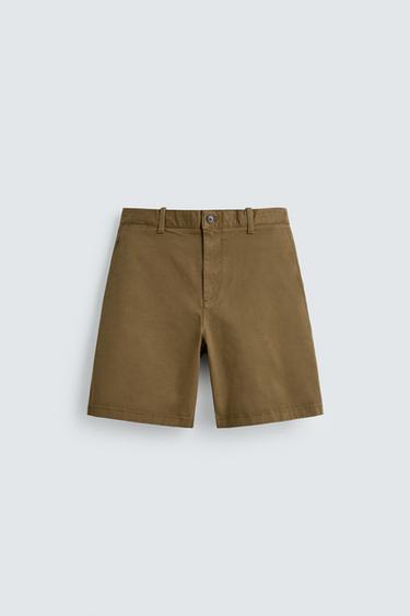 PANTALLONA TË SHKURTRA DOKU REGULAR FIT - Ngjyrë Kungulli nga Zara