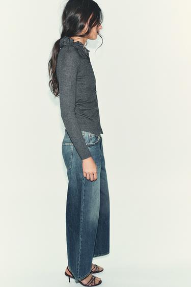 GILET EN MAILLE À FLEURS AVEC LAINE - Gris anthracite de Zara - Image 2
