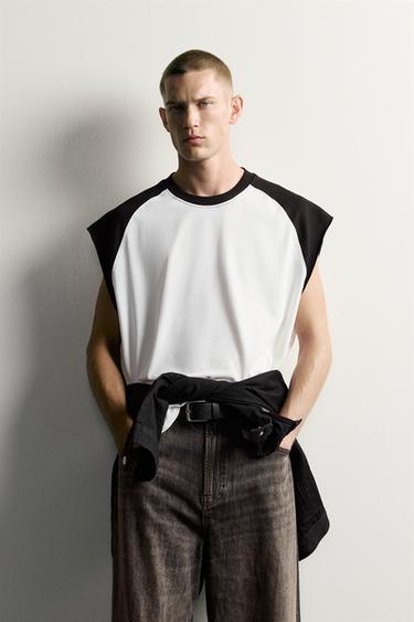 Zara COLOR BLOCK TANK TOP - White