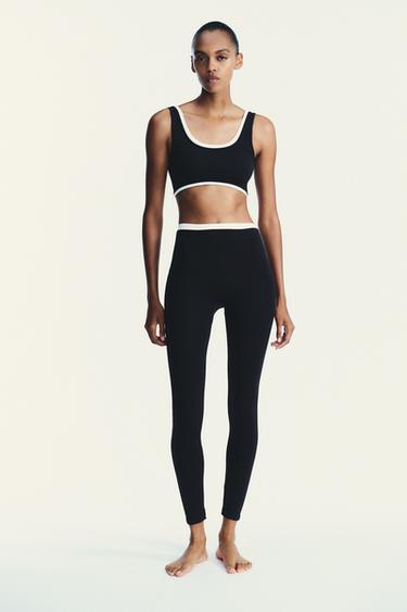 SPORTS CROP TOP MED DOBBELT EFFEKT - sort/hvid fra Zara - Billede 0