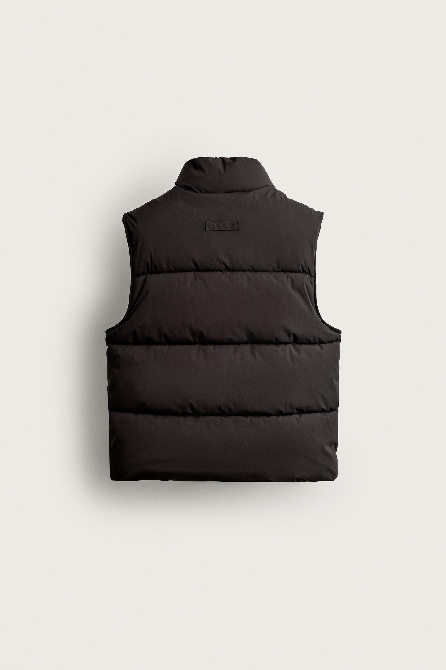 Мужской жилет Zara Quilted Technical Vest, цвет: Чёрный — фото 8