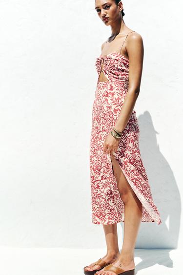 ROBE MIDI RUSTIQUE IMPRIMÉE - Multicolore de Zara - Image 3