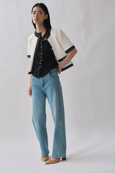 Z1975 ハイウエストストレートデニムパンツミディアムブルーZaraのZ1975 ハイウエストストレートデニムパンツ - ミディアムブルー 