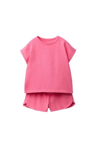 ENSEMBLE T-SHIRT ET BERMUDA UNI - Corail de Zara