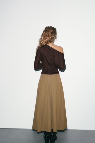 NYLON MIDI SKIRT - Dark beige by Zara - Image 2