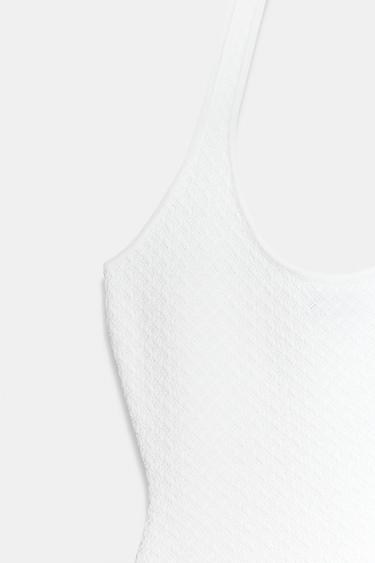 ROBE LONGUE HALTER EN MAILLE BIMATIÈRE - Blanc de Zara - Image 9