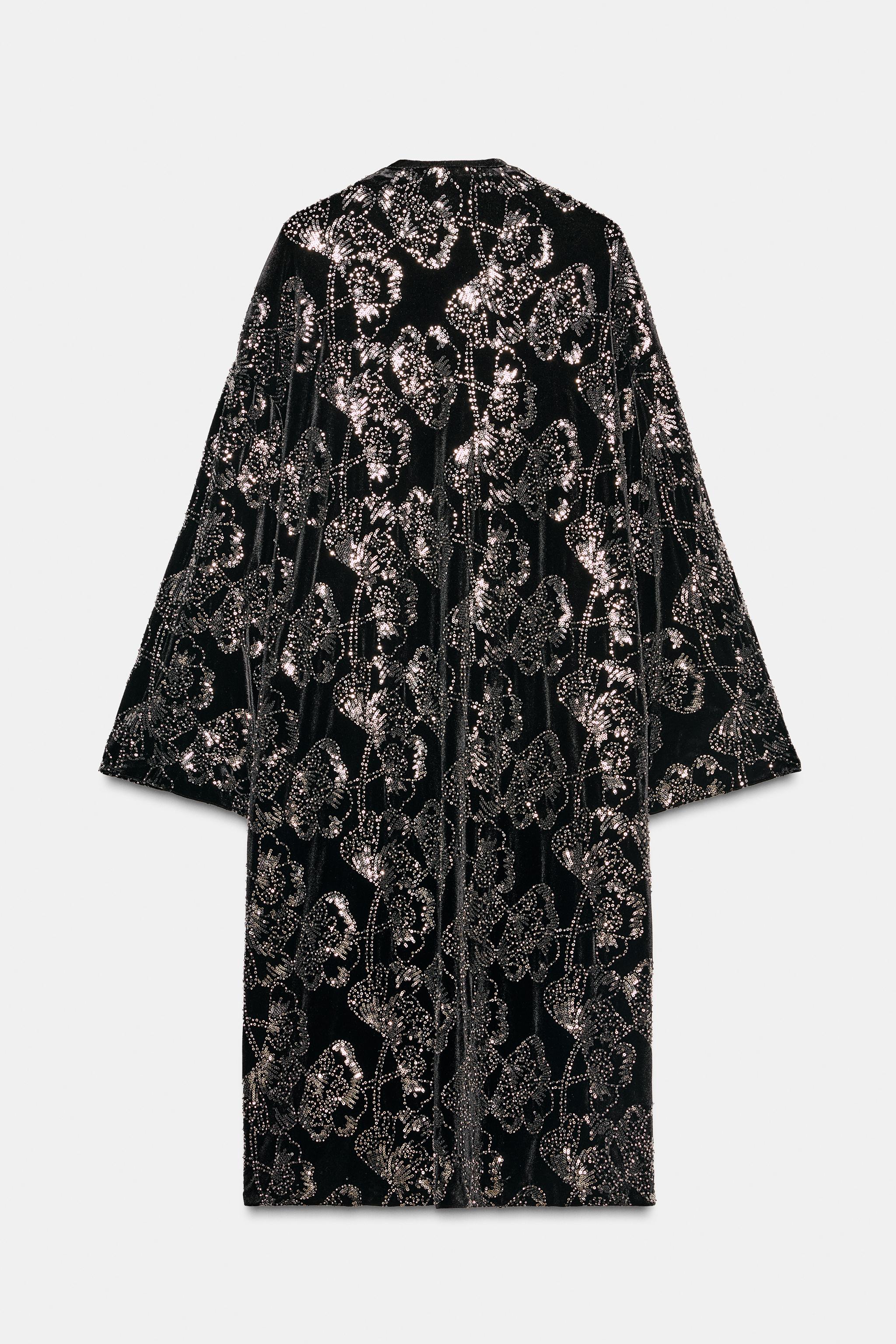 VELVET SEQUIN BEADED COAT