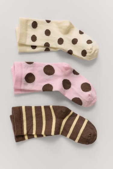 3-PACK OF LONG STRIPED AND POLKA DOT SOCKS - Yellow by Zara