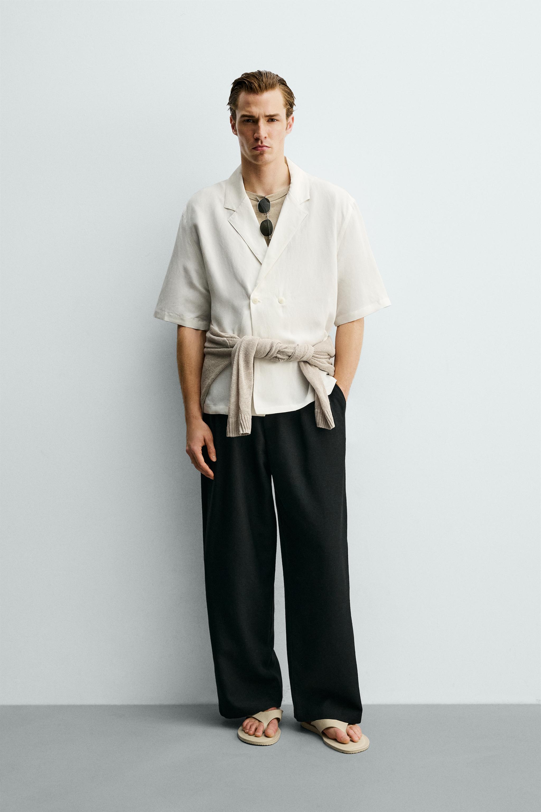 VISCOSE-LINEN KIMONO SHIRT - Oyster-white | ZARA Canada
