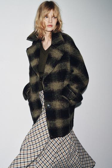 CHECK WOOL BLEND COAT ZW COLLECTION LIMITED EDITION - Black / Green by Zara - Image 5