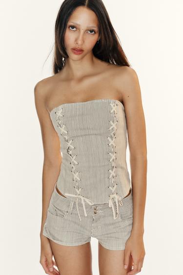 CORSET À LACETS RAYÉ - Rayures de Zara