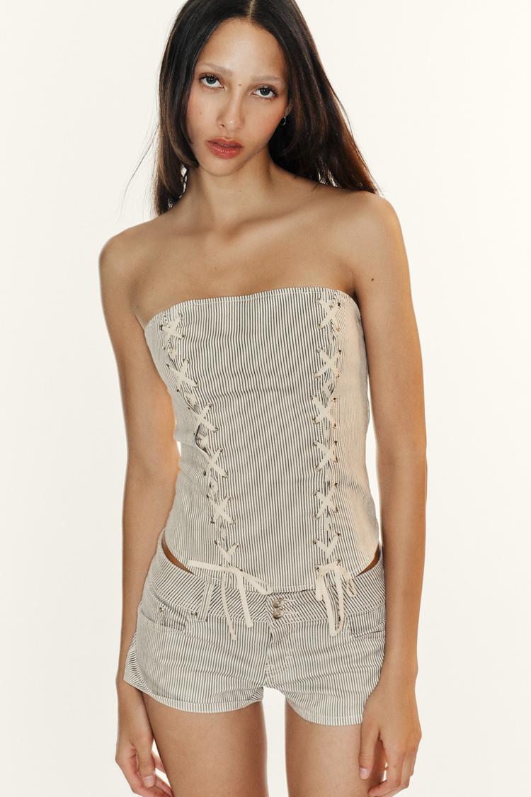 STRIPED LACE-UP CORSET
