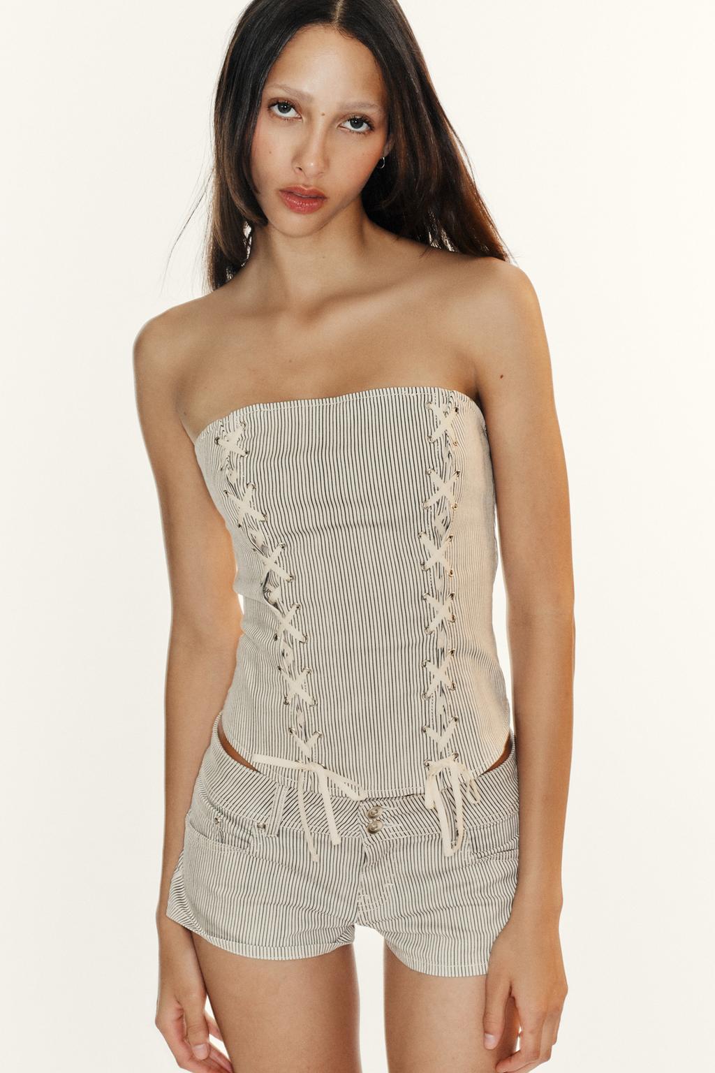 STRIPED LACE-UP CORSET