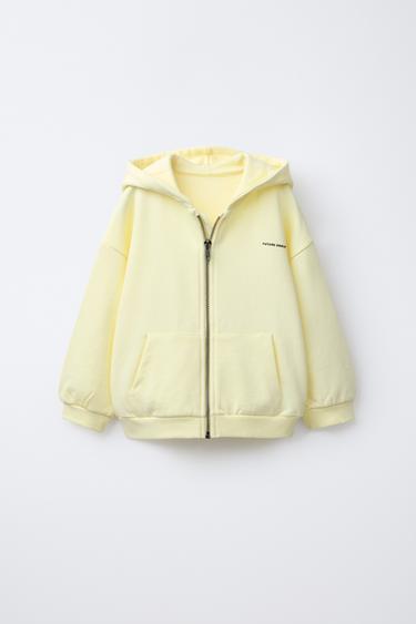 Zara HOODED SWEATSHIRT WITH RAISED TEXT - Light yellow