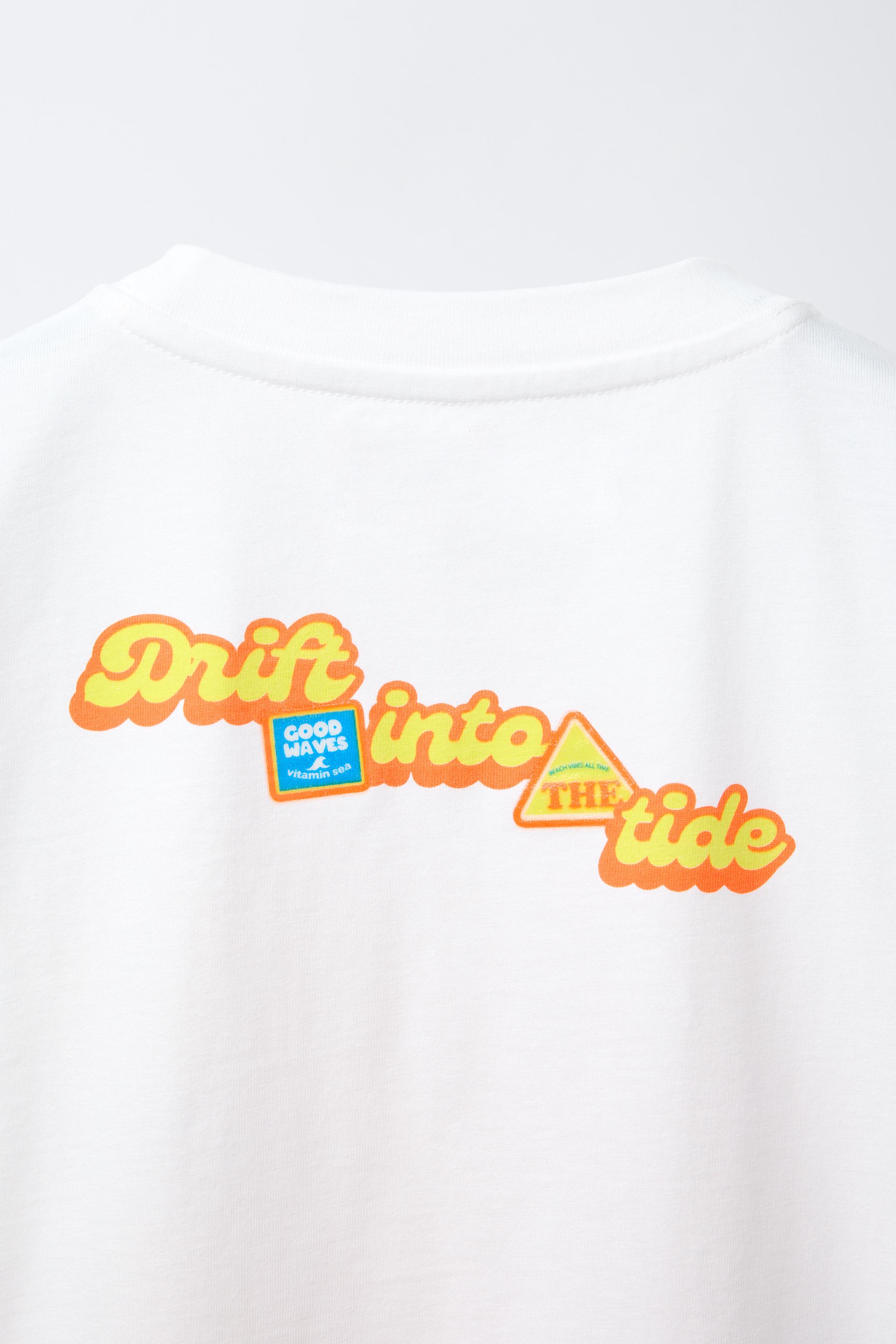 ★ドイツ発*ZARA*新作*アートワークパッチTシャツ/WHITE★ ノット テクスチャー Tシャツ - ホワイト | ZARA Japan / 日本