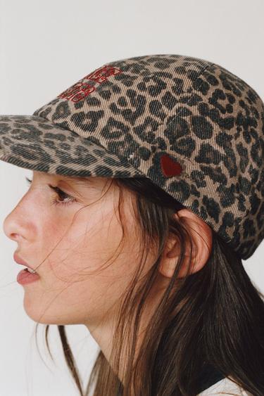 Zara ANIMAL PRINT EMBROIDERED CAP - Sand