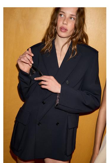 OVERSIZE BLAZER WITH MAXI POCKETS - Dark navy by Zara